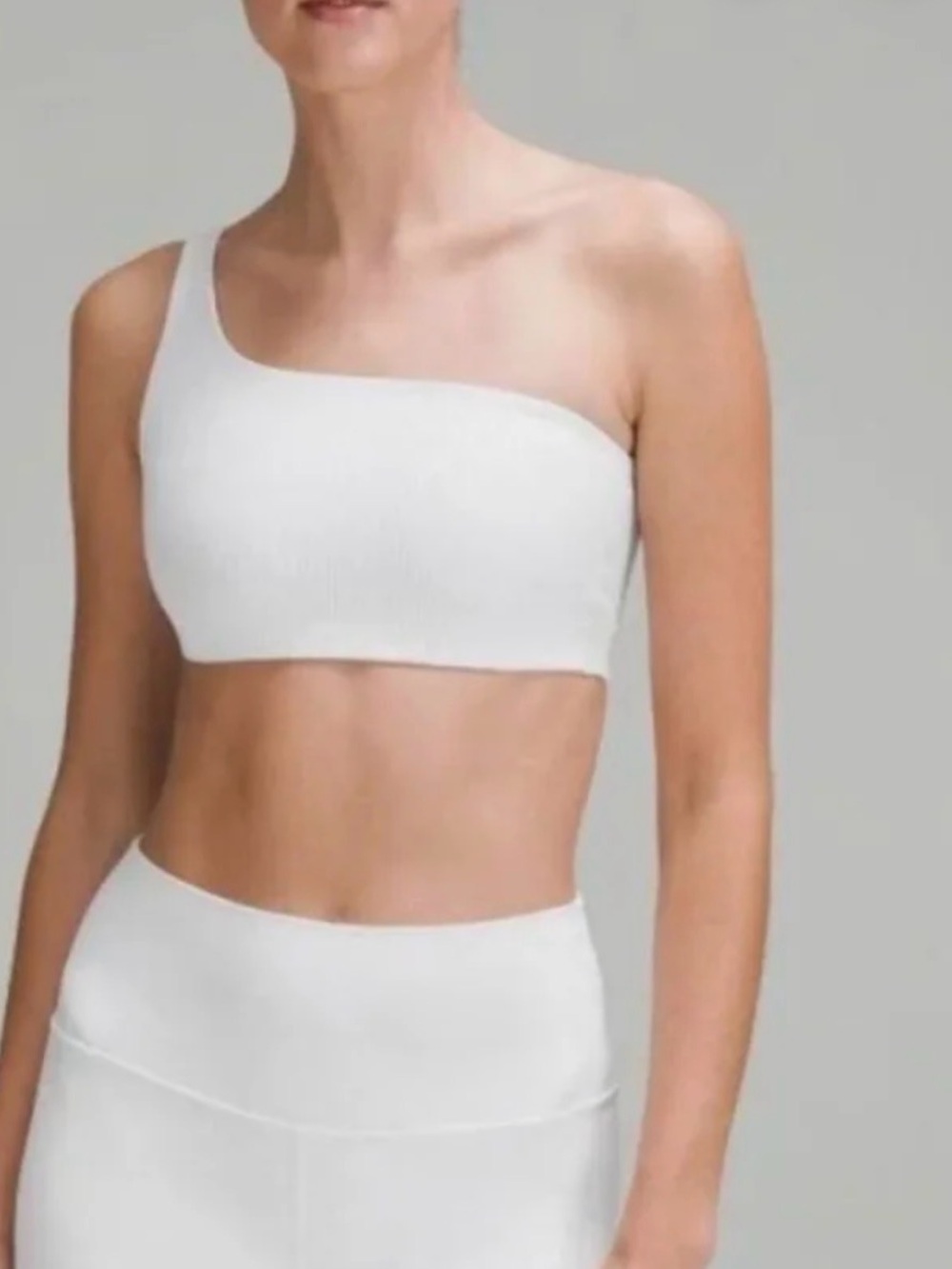 lululemon athletica One-Shoulder White Seamless Crop Sports Bra